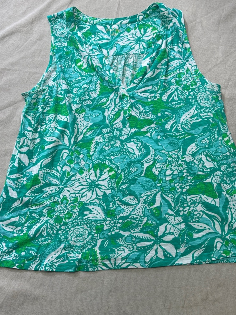 Lilly Pulitzer Teal, Green & White Floral Tank